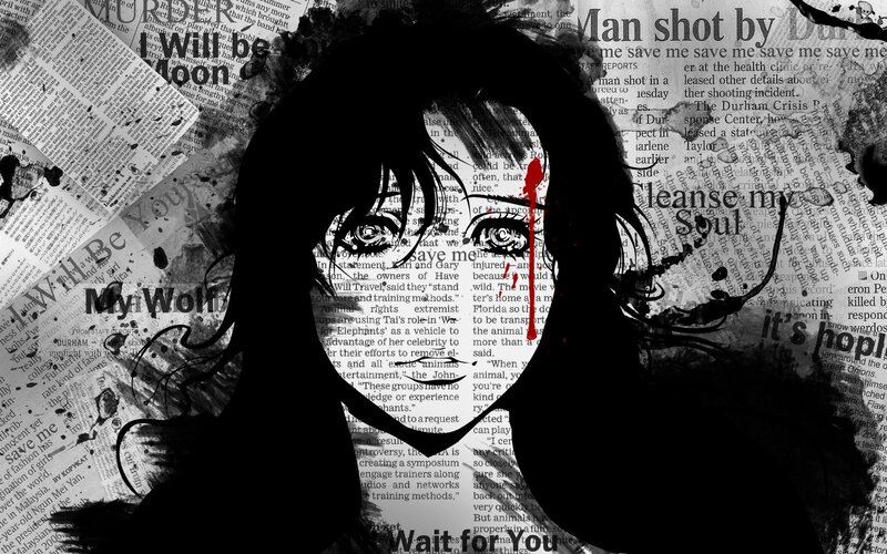Silhouette of a Girl — Black, Dark, Dramatic, Digital Art