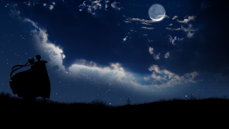 Silhouette of a Girl — Blue, Serene, Night