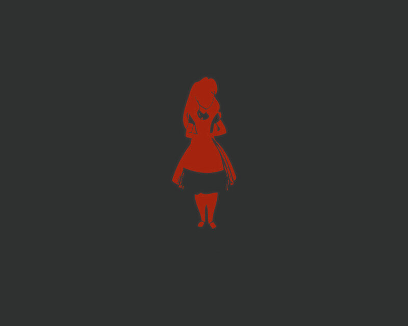 Silhouette of a Girl — Red, Minimalist, Digital Art