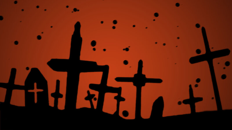silhouette of a graveyard