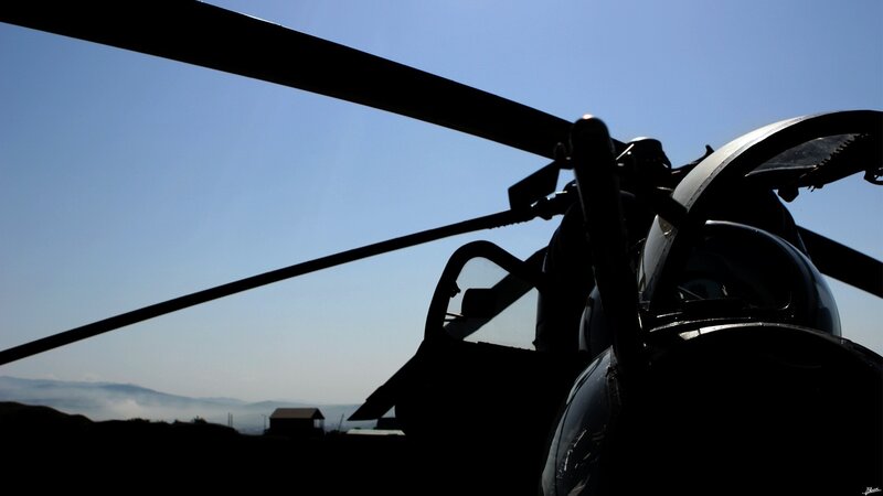 Silhouette of a helicopter