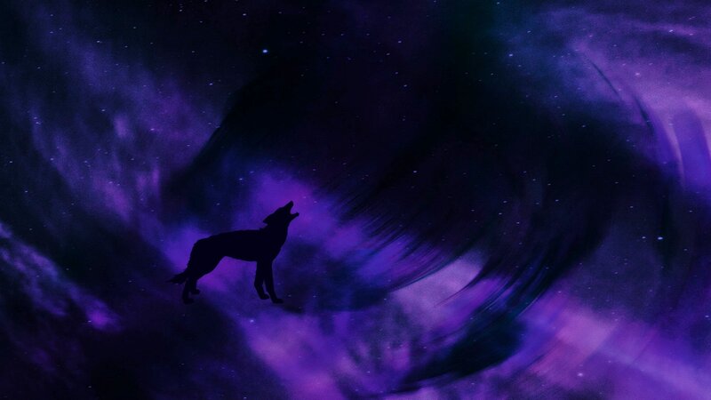 Silhouette of a Howling Wolf — Purple