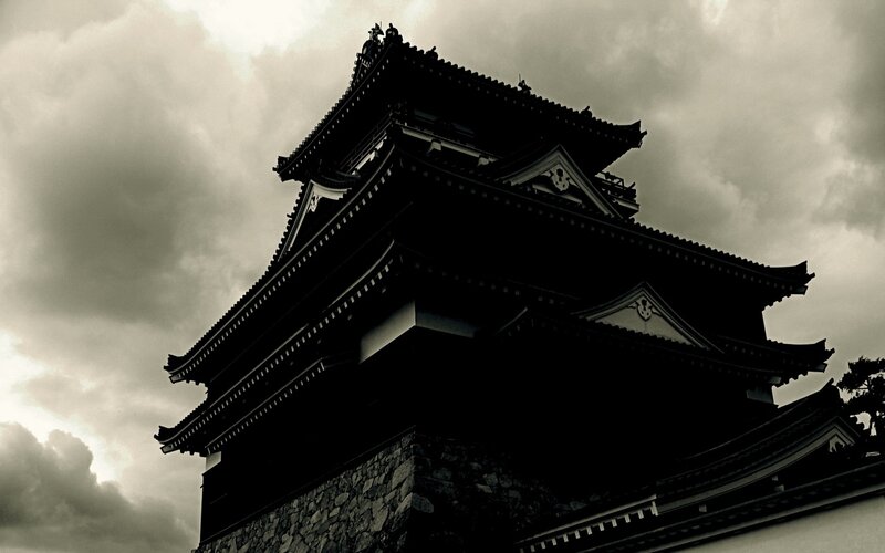 Silhouette of a Japanese castle