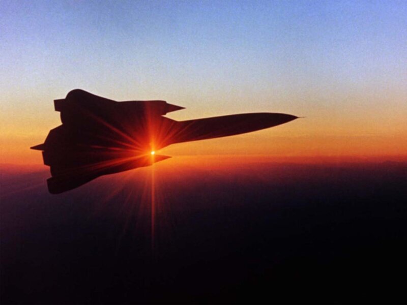 Silhouette of a jet at sunset