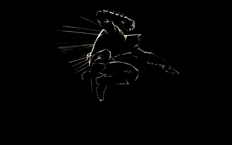 silhouette of a jumping figure