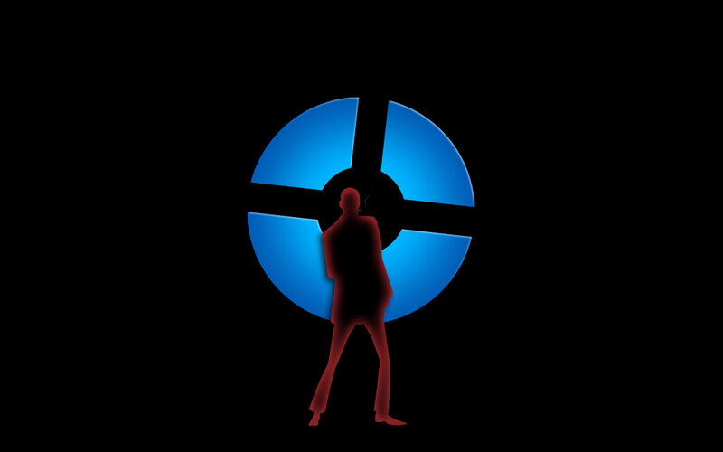 Silhouette of a Man — Black, Dramatic, Digital Art, Blue Circle, Smoke