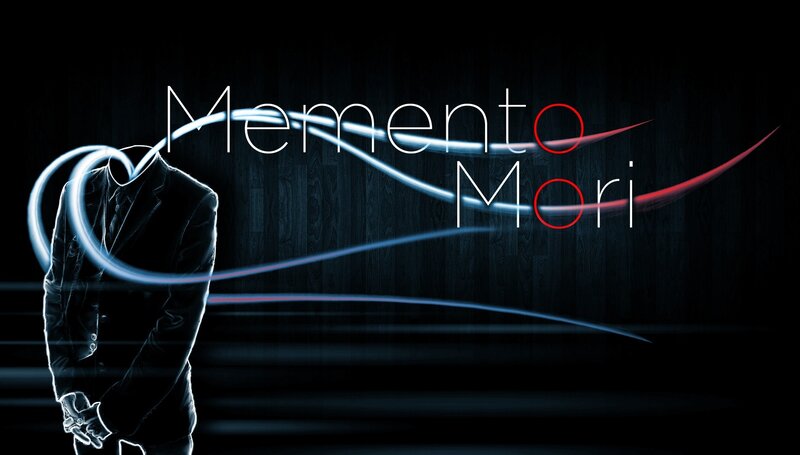 Silhouette of a Man — Black, Dramatic, Digital Art, Light Trails, Text