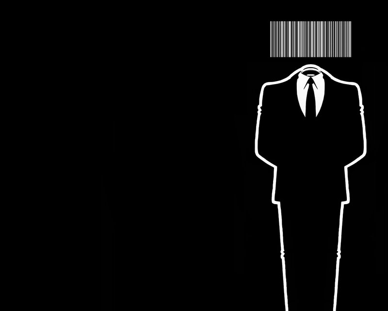 Silhouette of a Man — Black, Mysterious, Minimalist, Suit, Tie, Barcode, White