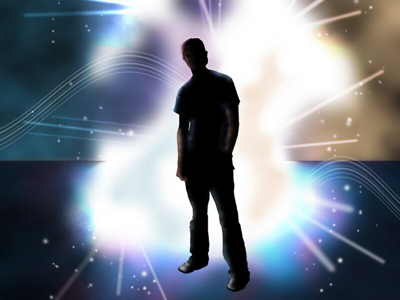 Silhouette of a Man — Blue, Dramatic, Digital Art