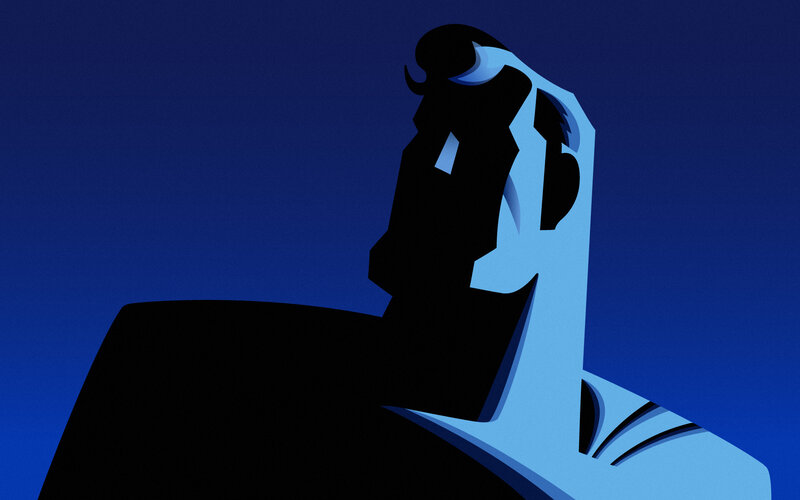 silhouette of a man in blue