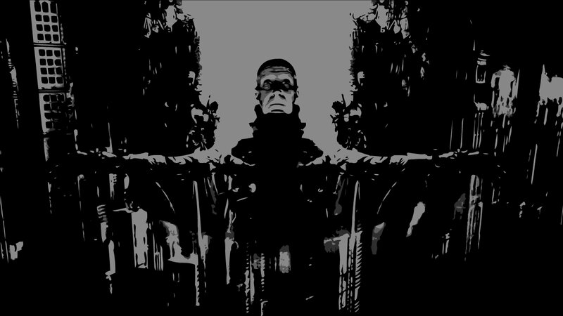 silhouette of a man in city