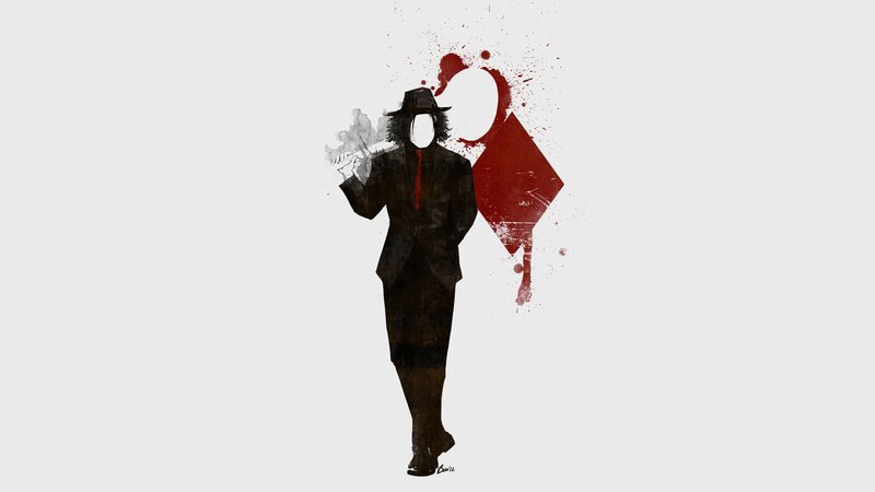 silhouette of a man with blood splatter
