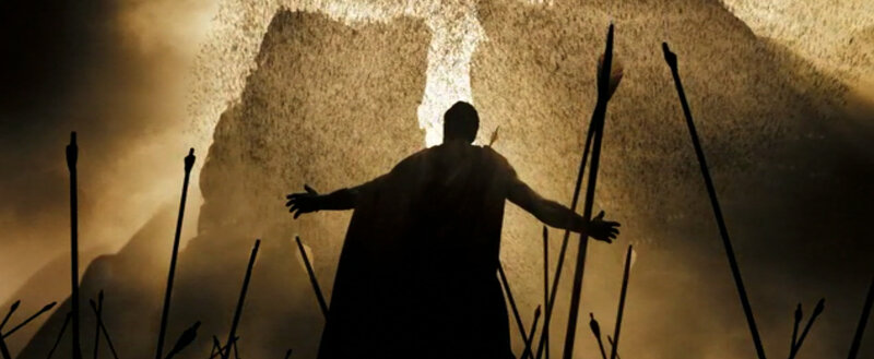silhouette of a man with outstretched arms