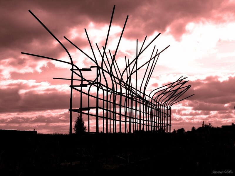 Silhouette of a metal structure