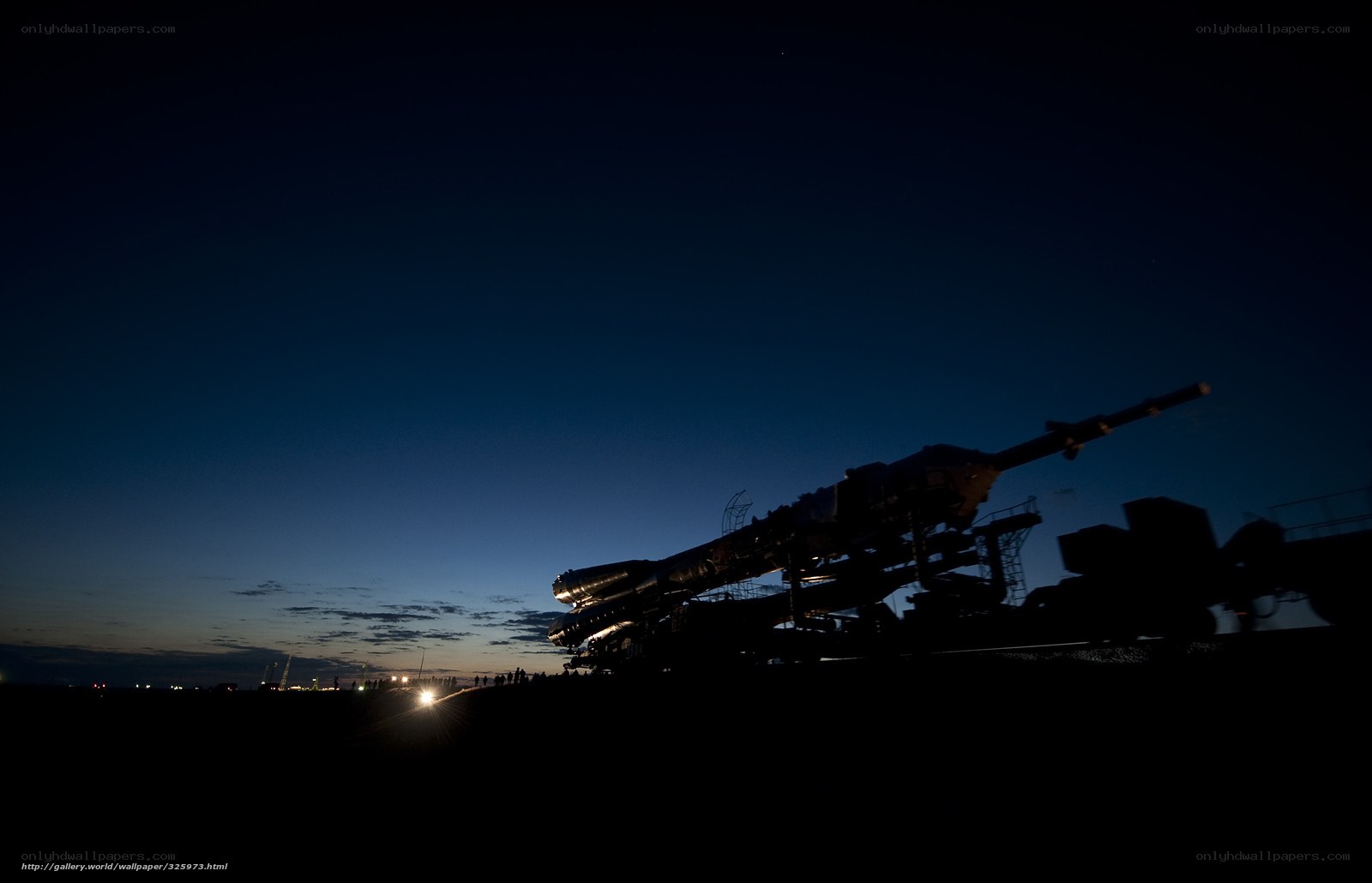 Silhouette of a missile at dusk