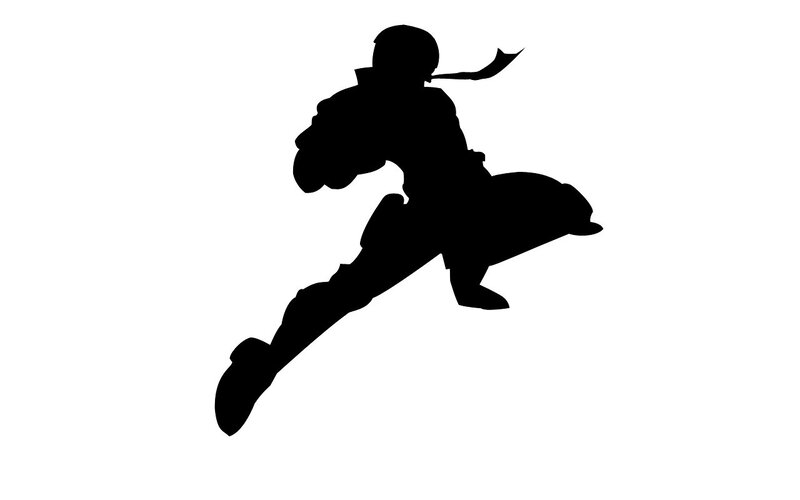 silhouette of a ninja in action
