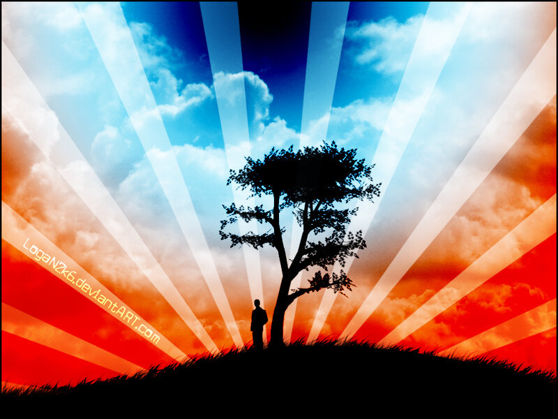 Silhouette of a person and tree