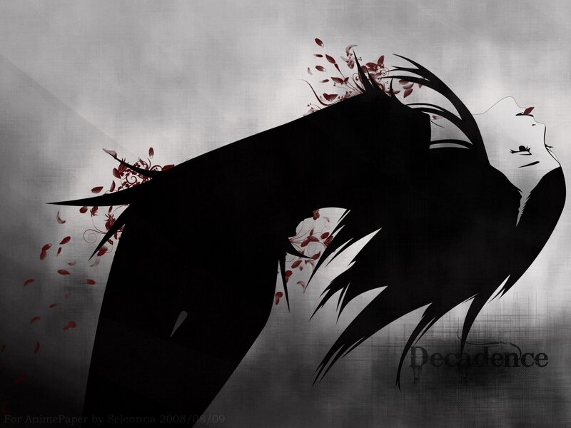Silhouette of a Person — Black, Dramatic, Digital Art, Flowers
