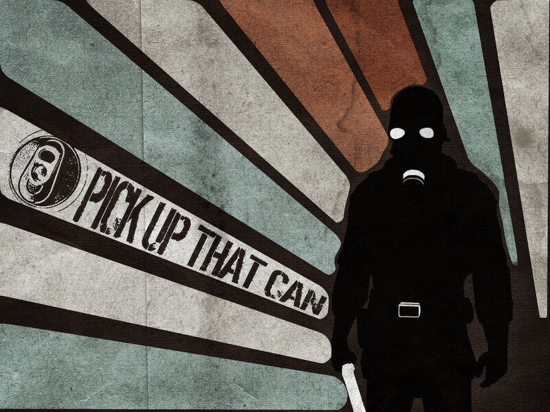 Silhouette of a Person — Black, Dramatic, Digital Art, Gas Mask, Can, Text