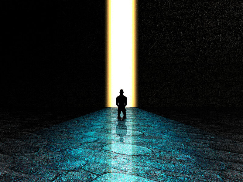 Silhouette of a Person — Black, Dramatic, Digital Art, Light