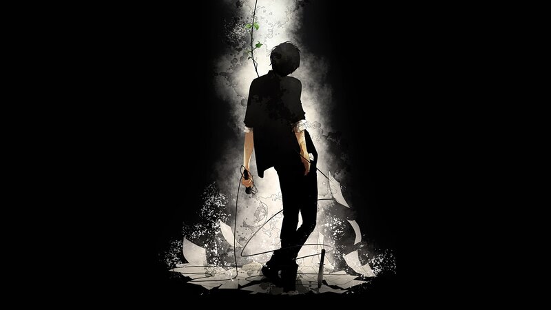 Silhouette of a Person — Black, Dramatic, Digital Art, Microphone