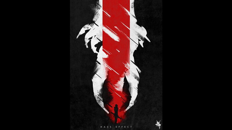 Silhouette of a Person — Black, Dramatic, Digital Art, Red Stripe