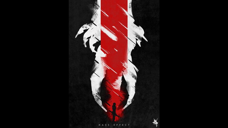 Silhouette of a Person — Black, Dramatic, Digital Art, Red Stripe, White Silhouette