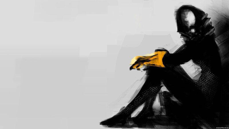 Silhouette of a Person — Black, Dramatic, Digital Art, Yellow Light