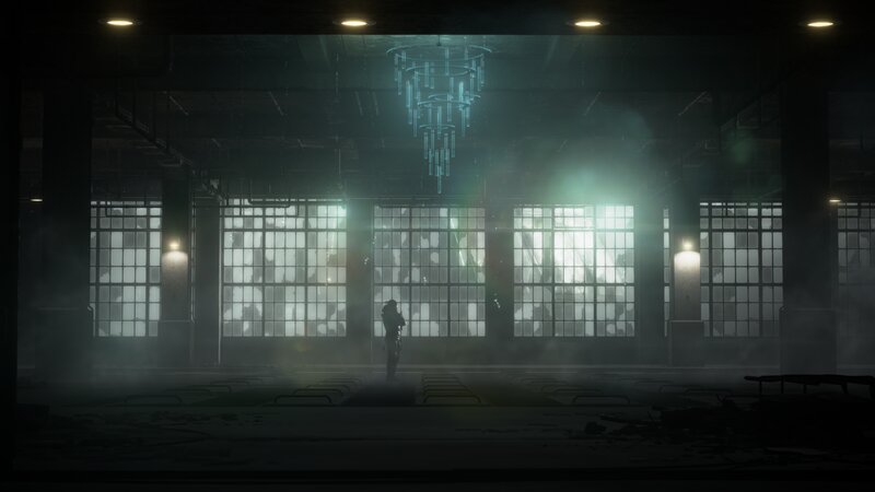 Silhouette of a Person — Black, Dramatic, Night, Anime, Chandelier