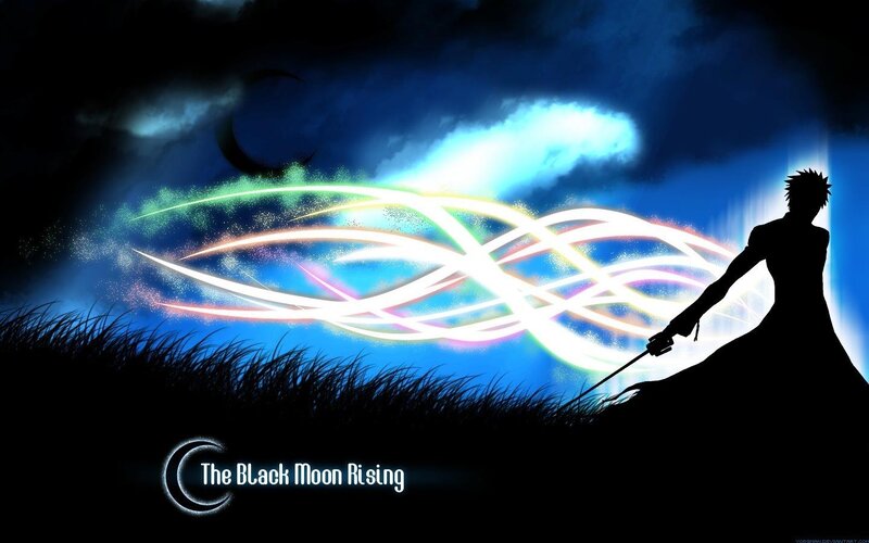 Silhouette of a Person — Black, Dramatic, Night, Digital Art, Sword, Light Trails