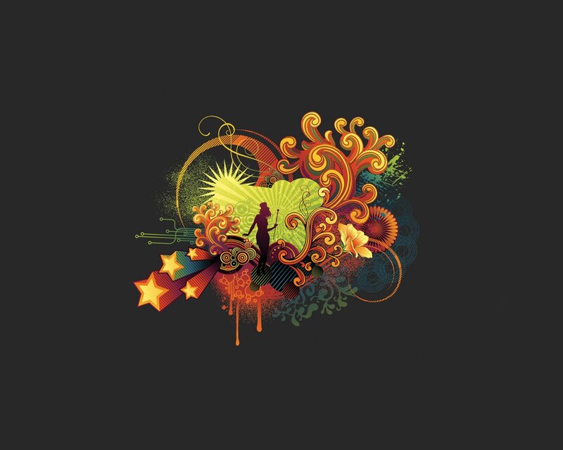 Silhouette of a Person — Black, Vibrant, Digital Art