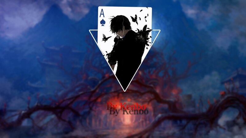 Silhouette of a Person — Blue, Dramatic, Night, Digital Art, Playing Card