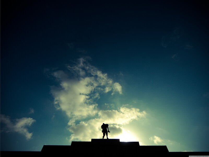 Silhouette of a person on steps