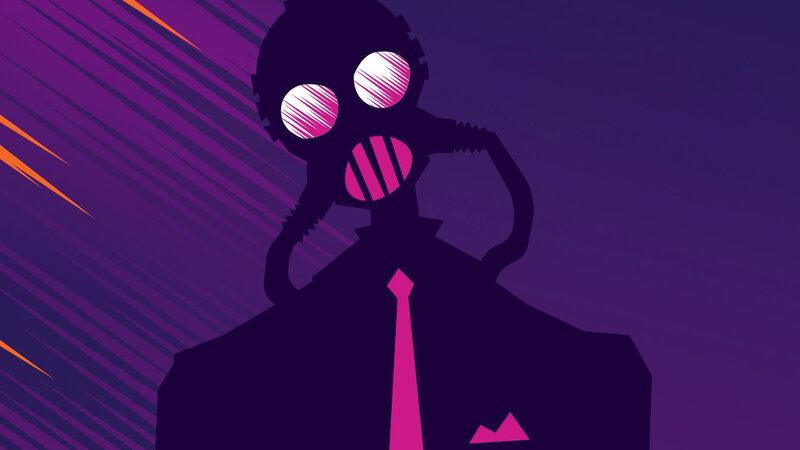 Silhouette of a Person — Purple, Dramatic, Digital Art, Gas Mask