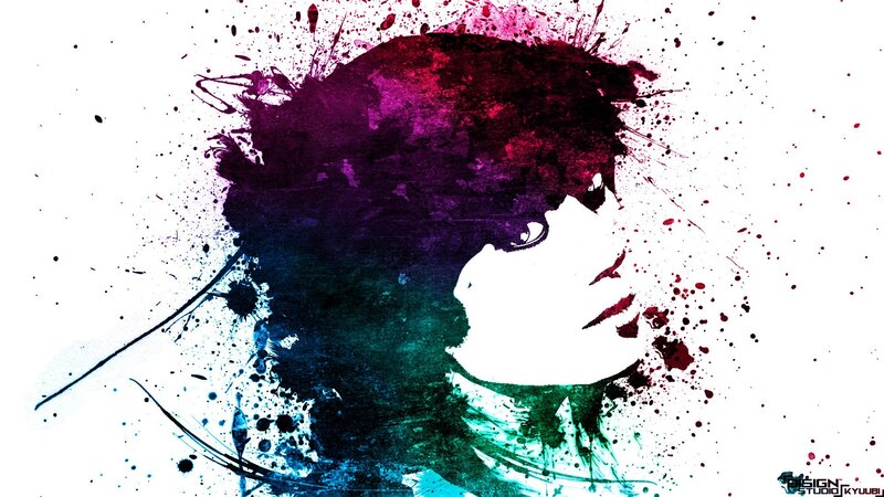 Silhouette of a Person — Purple, Dramatic, Digital Art, Splatter, Paint