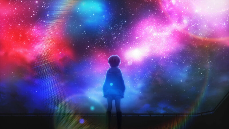 Silhouette of a Person — Purple, Serene, Night, Anime