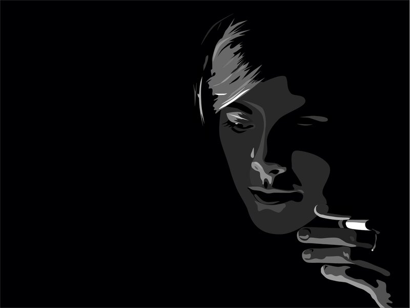 silhouette of a person smoking