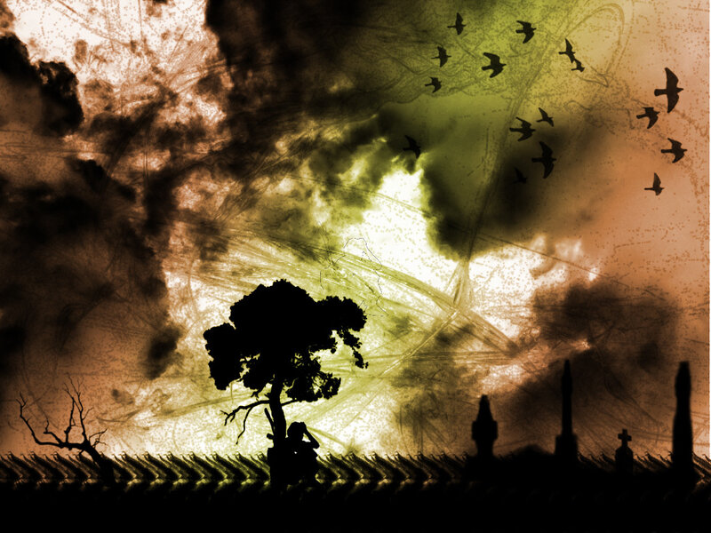 Silhouette of a person under a tree