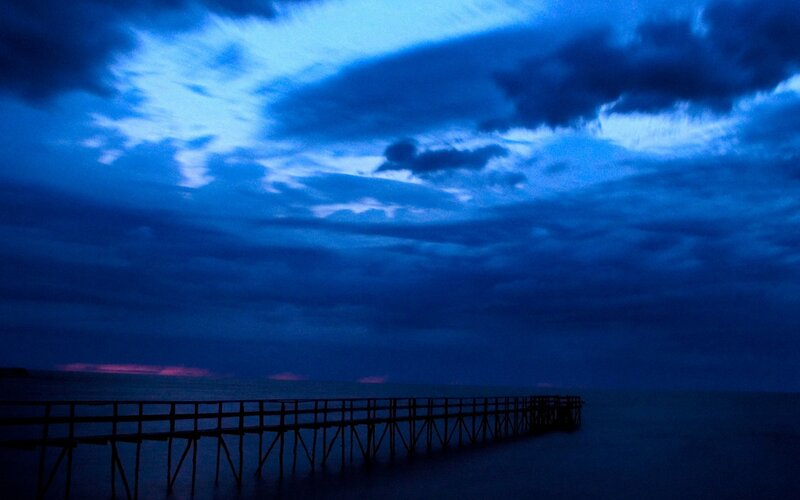 Silhouette of a Pier — Blue, Dramatic