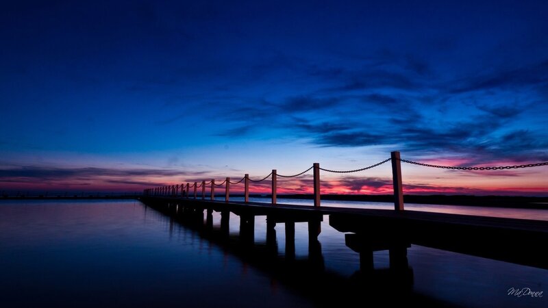 Silhouette of a Pier — Blue, Serene