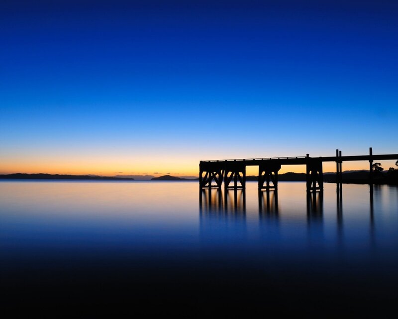 Silhouette of a Pier — Blue