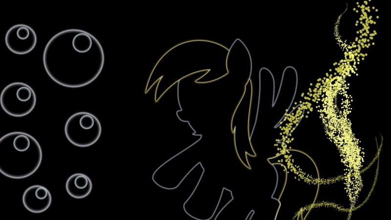Silhouette of a Pony — Black, Dramatic, Digital Art, Bubbles