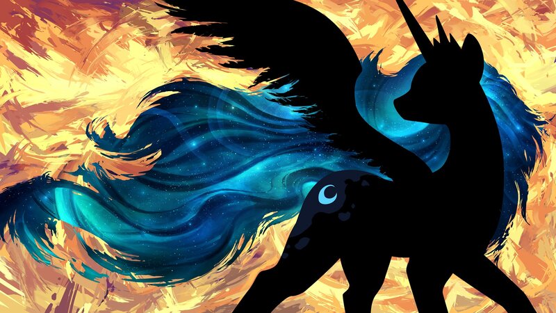 silhouette of a pony with cosmic mane