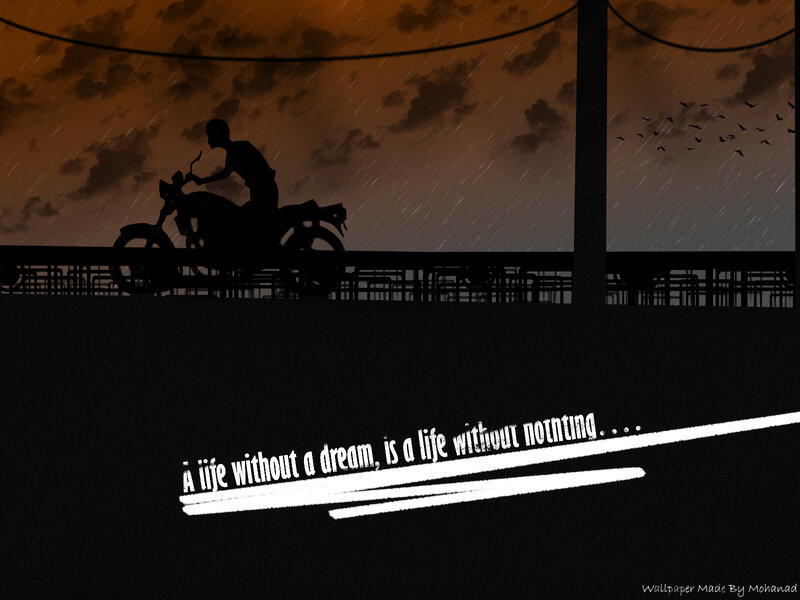 Silhouette of a rider in rain