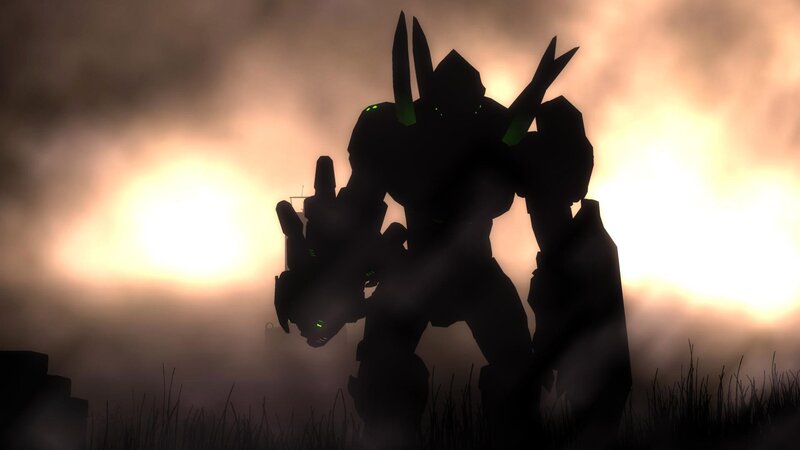 Silhouette of a robotic warrior