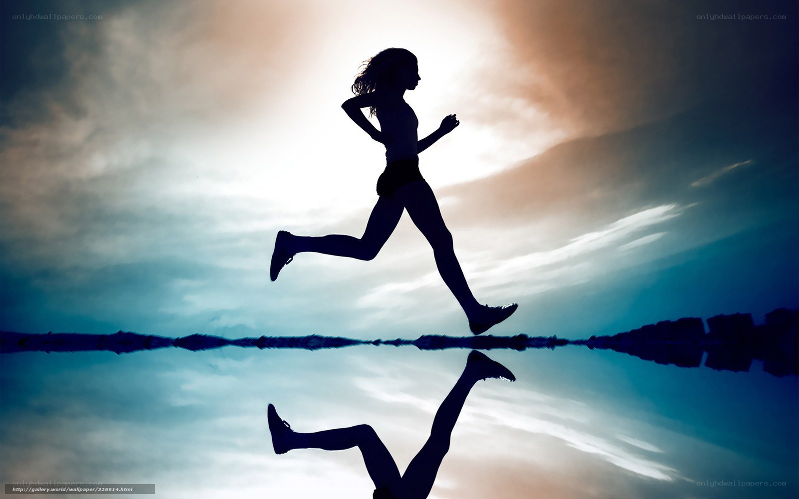 Silhouette of a runner at sunset