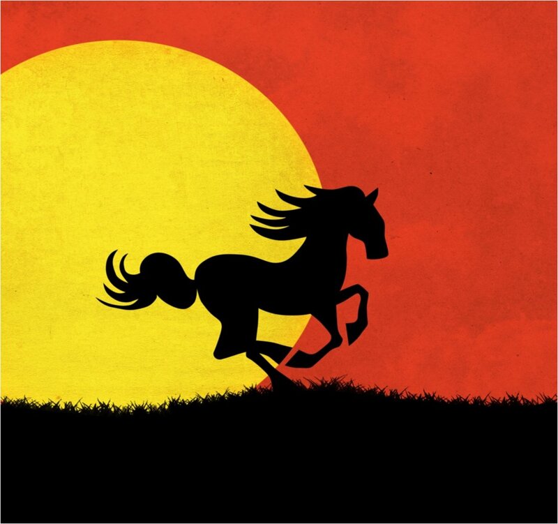 Silhouette of a Running Horse — Red