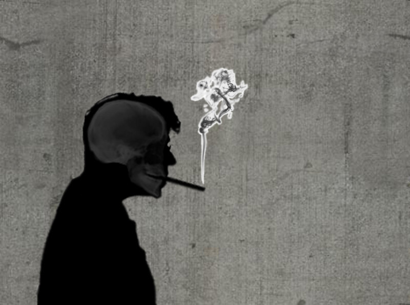 silhouette of a smoker