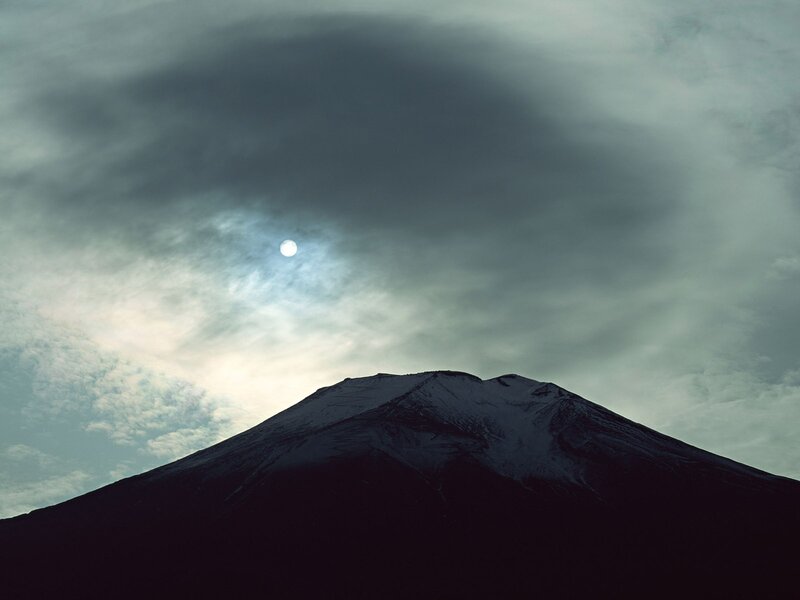 Silhouette of a Snow-capped Mountain — Gray