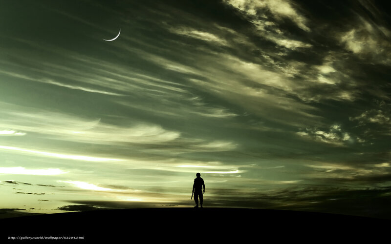 Silhouette of a soldier at dusk